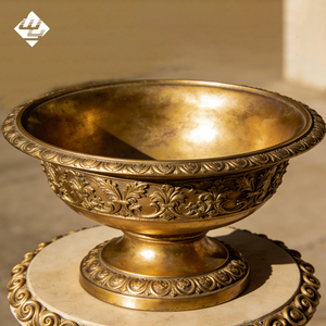 Jardinière ronde en bronze sculpté de style <span class=keywords><strong>français</strong></span> luxueux pour pelouse, patio, cour, jardin de villa, ornement paysager - Product Image 2