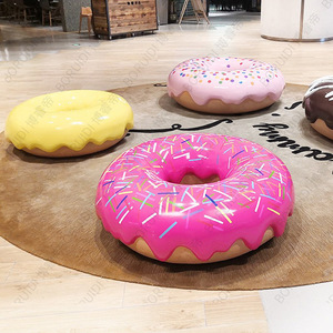 Asiento de Fibra de Vidrio con Forma de Donut para Niños, Decoración para Parques Infantiles, Muebles Duraderos con Forma de Pastel - Product Image 1