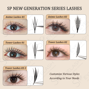 SP lông mi PREMADE khối lượng fan truyện tranh Spire siêu mềm C D promade Fan Anime Spire Lash mở rộng khay Mega PREMADE khối lượng người hâm mộ - Product Image 4