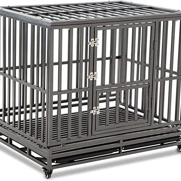 New Anti-Chew Metal Kennels for Dogs Solid Stackable Dog Crate House Wheeled Casters Plastic Tray Easy-to-Move Dog Cage Box