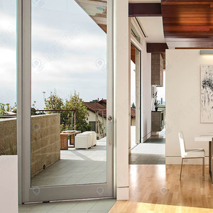 Fenêtre à <span class=keywords><strong>battant</strong></span> en profilé d'aluminium durable Prima avec verre à rupture thermique répondant aux normes locales pour les maisons modernes à revêtement blanc - Product Image 1