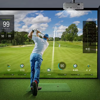 Système de simulateur de golf mobile virtuel à domicile avec système Sky Track et panneaux muraux de projection