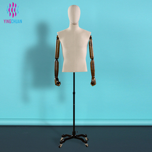 Suit display male half body fabric mannequin with <span class=keywords><strong>cast</strong></span> iron base - Product Image 1