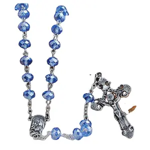 Handmade catholic rosaries green crystal rosary necklace silver rosary for morning prayers