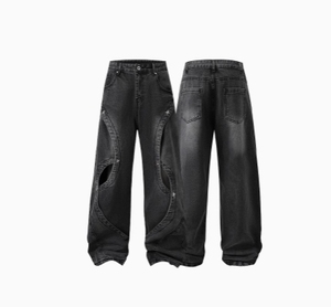 2024 nouveauté hommes surdimensionné Baggy Denim pantalon léger lavé jean droit taille moyenne trou décontracté Hip Hop Streetwear pour - Product Image 2