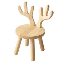 Chaise enfant en bois massif motif faon, minimalisme moderne, dossier animal, multifonctionnelle et démontable pour chambre d'enfant, salons, lecture et jeux
