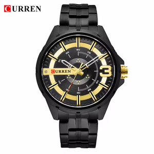 CURREN 8333นาฬิกาควอทซ์แฟชั่นสไตล์สปอร์ตรุ่นล่าสุดทำจากสเตนเลสกลวงรูปทรงดาบตัวเรือนโลหะผสมกันน้ำ45มม. - Product Image 1