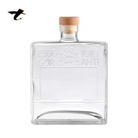 Bouteilles de brandy carrées en verre de 750 ml sur mesure avec bouchon en liège, gravure personnalisable, prêtes à l'emploi pour le stockage