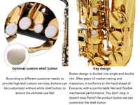 Professional Eb Alto Saxophone, Gold Lacquered Brass, Rich Tone, Cost-effective and Customizable