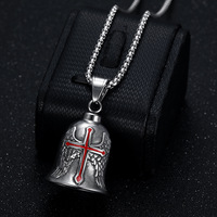 Rétro Punk porte-bonheur gardien cloche bijoux en acier inoxydable Saint Christopher moto cloche pendentif collier pour hommes cadeau