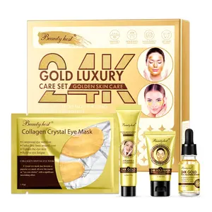 OEM In Stock Travel Mini Repair Anti Aging 24K Gold Whitening Face Skin Care Kit For Gift Face Dark Circle Remove Skin Care Set