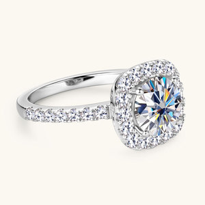 Anillos al por mayor de lujo con engaste de garra brillante de 8 mm y 2.0 ct de moissanita, anillos de compromiso y promesa de moda para mujer con certificado - Product Image 3