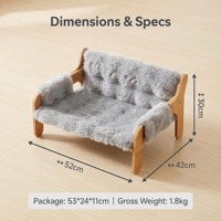 Hamac-lit pliable rectangulaire en MDF écologique pour chat, avec griffoir amovible et lavable, pour un usage partagé entre l'animal et le maître