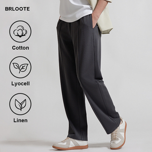 BRLOOTE <span class=keywords><strong>Pantaloni</strong></span> Larghi da Uomo Streetwear a Vita Media Leggeri Traspiranti Anti-Pilling <span class=keywords><strong>in</strong></span> <span class=keywords><strong>Lino</strong></span> e Cotone Personalizzabili con Logo All'ingrosso - Product Image 3