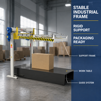 Équipement de lamination de palettes robuste avec convoyage, positionnement et emballage sous film intégrés pour ligne de palettisation de marchandises en vrac