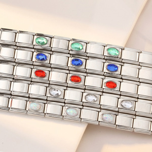 Pulsera Combinada Ovalada de Acero Inoxidable con 3 Cuentas, Incrustaciones de Zirconia, Correa de Reloj Modular Desmontable, Joyería Unisex, Regalo - Product Image 4