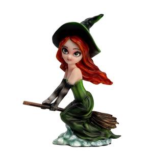 Estatua de Resina <span class=keywords><strong>Pintada</strong></span> a Mano de una Bruja con Escoba, Estilo Ángel, Decoración de Halloween para el Hogar, Figura con Detalles Finos - Product Image 1