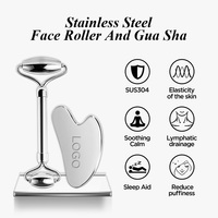 2 en 1 Outil de massage Guasha en métal pour le soin de la peau en acier inoxydable 304 Gua Sha Face Roller