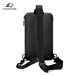 Kingsons Men's Chest Bag Large Capacity Zipper Closure Black Solid Color Leisure Travel Crossbody Bag - Product Image 2