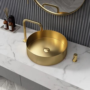 Pistolet d'évier d'art de comptoir de lavabo d'acier inoxydable de conception moderne gris blanc noir couleurs d'or pour des villas hôtels salles de bains - Product Image 1