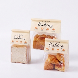 Sac à <span class=keywords><strong>pain</strong></span> personnalisé à motif avec fermeture à lien métallique, fenêtre transparente, résistant à l'huile, à soufflets latéraux, pochette à toasts, emballage alimentaire de qualité <span class=keywords><strong>boulangerie</strong></span> - Product Image 1