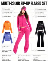 Ensemble 2 pièces pour femme OEM ODM en molleton 100 % coton, comprenant un sweat à capuche zippé imprimé décontracté et un pantalon évasé, longueur standard, col marin