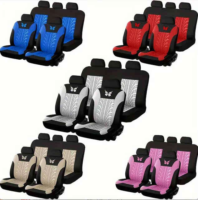 Universal Purple and Pink Butterfly Embroidery Suitable for Female Airbag Seat Cover Car Seat Covers