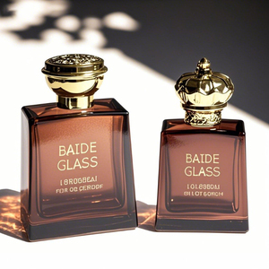 New Arrival Arabic Irregular Perfume <b>Bottle</b> Glass Crimp Empty Clear Square 50ml 100ml Amber Perfume <b>Bottle</b> With Black Cap - Product Image 3