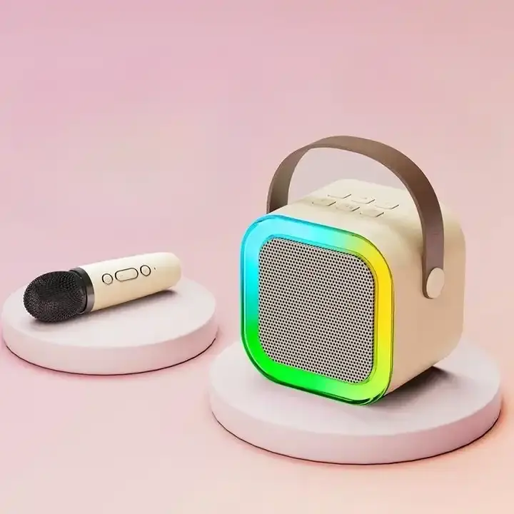 RGB Speaker pesta Mini Led anak, pengeras suara Karaoke portabel genggam profesional Bluetooth dengan mikrofon