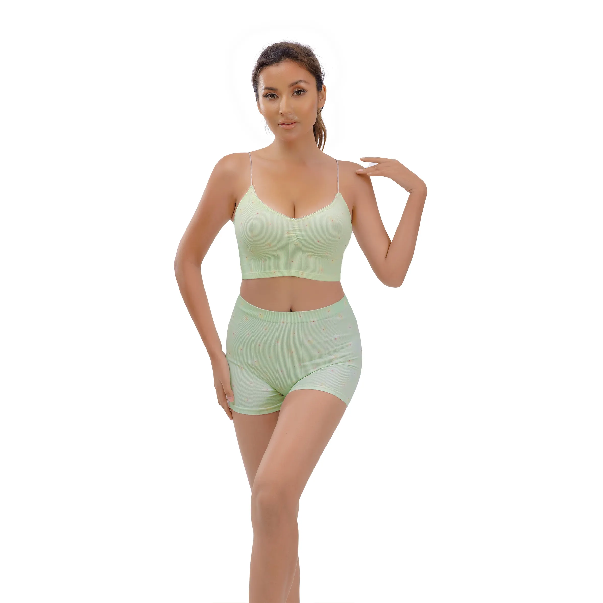 Wholesale Quick Dry Sport underwear set casual slim deep U back underwear women seamless yoga fitness crop top bra set of female