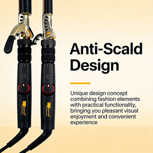 Rizador de Pelo Eléctrico LED Negro con Revestimiento Cerámico para <span class=keywords><strong>Hombre</strong></span>, Calentamiento Rápido, Rizos Duraderos, 1000W - Product Image 1