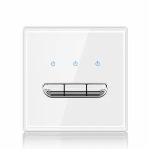 Interruptores de 3 entradas de fábrica china, interruptores de pared con panel de vidrio blanco y 3 botones de sonrisa para el hogar