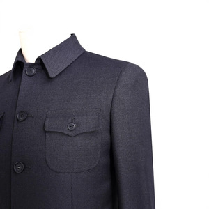 En stock – Costume d'affaires haut de gamme pour homme, simple boutonnage, gris foncé, sergé teint en fil, taille XL, braguette zippée – Vente en gros de costumes pour homme grandes tailles - Product Image 5