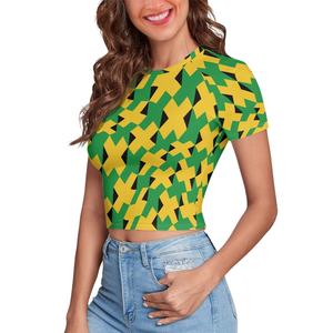 Top corto de cultura Rasta Sexy, ropa de Festival de música de malla de alta elasticidad, estampado de letras de <span class=keywords><strong>Reggae</strong></span> personalizado, camisa de Jamaica a la hora de la primavera - Product Image 1
