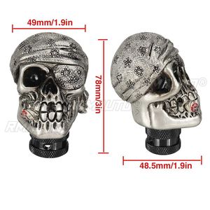 Pommeau de levier de vitesse universel pour voiture, style tête de mort, pommeau de levier de vitesse manuel avec adaptateur de manchon - Product Image 5