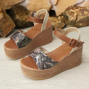 Women New Printed Roman <b>Sandals</b> Summer Thick Sole Platform Color Block Open Toe <b>Sandals</b> Wholesale - Product Image 4
