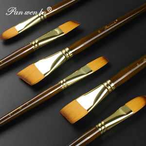 Panwenbo artista grado di Nylon pennello per capelli Set di grandi dimensioni manico in legno pennelli per la tela arte della parete - Product Image 3