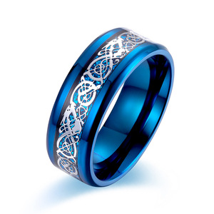 yunnique style retro carbon fiber Nibelungen <b>titanium</b> steel <b>ring</b> for men, niche and personalized everyday jewelry. - Product Image 5