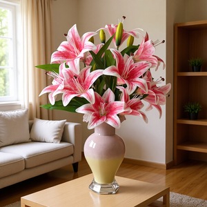 Decorazione per Tavolo da Pranzo, <span class=keywords><strong>Fiore</strong></span> di Lattice di Alta Qualità, <span class=keywords><strong>Fiore</strong></span> di Giglio Artificiale Stampato in 3D per Sale Matrimoni - Product Image 3