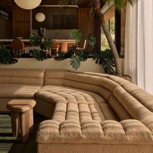 Canapés modulables modernes italiens, ensemble de canapés modulaires incurvés de luxe en velours rouge, ensemble de canapés 7 places en <span class=keywords><strong>L</strong></span> - Product Image 6