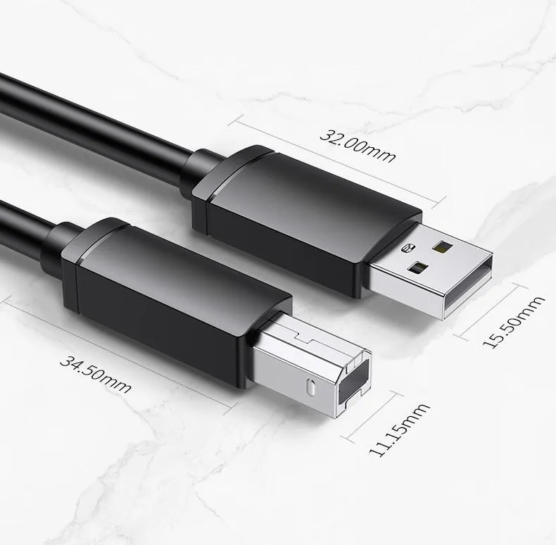 Bán buôn Chất lượng cao USB in Cáp USB 2.0A /B oxy-miễn phí đồng máy in Cáp dữ liệu đa mục đích Đen Cáp USB