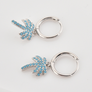 Boucles d'oreilles FUAMAY 2026 Guangzhou plaquées or 18 carats avec turquoise verte et breloque palmier en argent 925 - Product Image 6