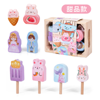Jeu de simulation de magasin de desserts en bois pour enfants, avec aliments réalistes à découper, jeu de cuisine éducatif pour l'apprentissage précoce des enfants