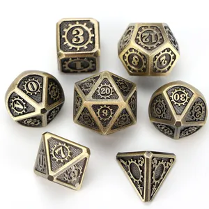 Set DND dadu logam angin mekanis Gear permainan peran dice7PCS dadu polihedral cocok untuk permainan meja Dungeon dan naga RPG