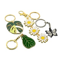 Fabricant de porte-clés personnalisés en métal à bas prix, porte-clés en émail avec un design mignon personnalisé, feuille de Monstera