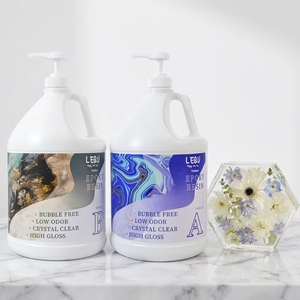 LEQU Happy And Fun 1 Gallon Crystal <b>Clear</b> Epoxy Resin Kit, AB Adhesive for Casting Coating Wood Table & DIY Crafts - Product Image 1