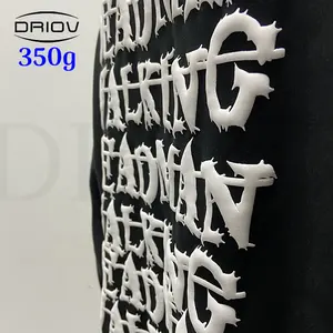 Wholesale Heavy Weight Thick Custom sudaderas hombre Puff Printing Embroidery Biker Men Shorts Set Hoodie No String hoodies