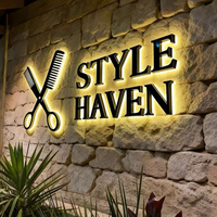 Letrero con Logotipo 3D Personalizado, Letrero Luminoso con Canal de Luz Trasera para Exteriores, Letrero para Pared de Negocio, Tienda o Fachada, Letrero LED Iluminado