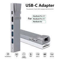 HUB USB-C 8 in 2 Thunderbolt 3/4 5K data 40Gbps dan 100PDW hub dengan RJ45 port usb-A 3.0 HUB Dock Multiport