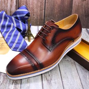 Zapatos Casuales Elegantes de Diseñador de Lujo para Hombre, Oxfords con Estilo, Marrón Encerado Premium, Punta Cuadrada, Impermeables, con Cordones, que Aumentan la Altura - Product Image 4